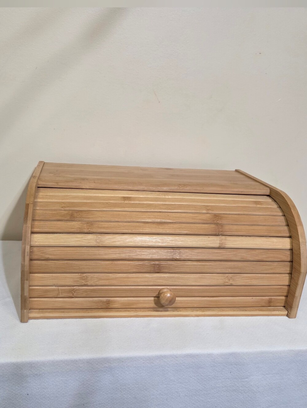 Natural Bamboo Roll-Top Bread Box - Light Brown